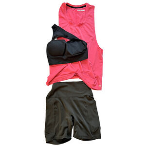XXS Athletic Sets Forever 21 Pink Muscle Tank sports bra + airism biker shorts